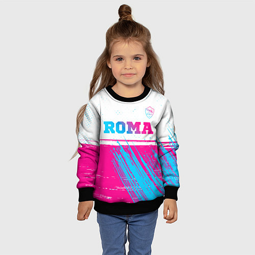 Детский свитшот Roma neon gradient style: символ сверху / 3D-Черный – фото 4