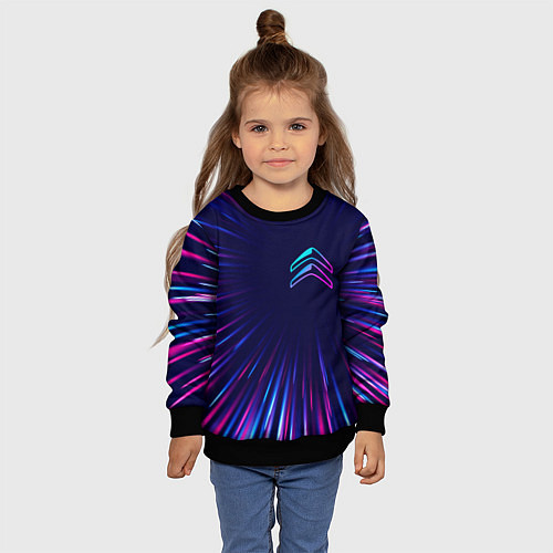 Детский свитшот Citroen neon speed lines / 3D-Черный – фото 4