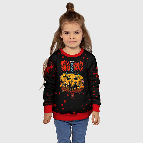 Детский свитшот Кровавая тыква Хэллоуин / 3D-Красный – фото 4