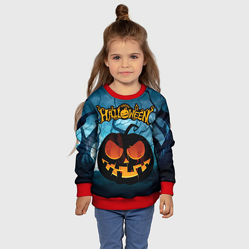 Детский свитшот Halloween pumpkins / 3D-Красный – фото 4