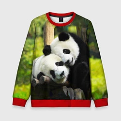 Свитшот детский Влюблённые панды, цвет: 3D-красный