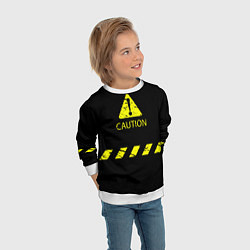 Свитшот детский CAUTION - Осторожно опасность, цвет: 3D-белый — фото 2