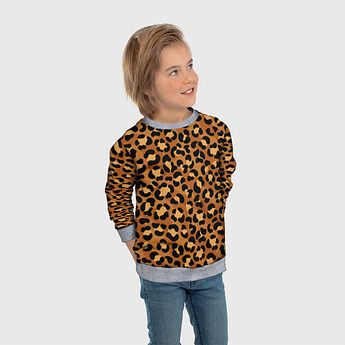 Детский свитшот Леопардовый цвет / 3D-Меланж – фото 3