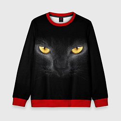 Свитшот детский Чёрная кошка с оранжевыми глазами, цвет: 3D-красный