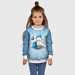 Свитшот детский Трёхцветный кубик Рубика, цвет: 3D-белый — фото 2