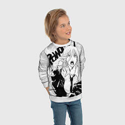 Свитшот детский Пауэр - Человек-бензопила, цвет: 3D-белый — фото 2