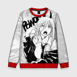 Свитшот детский Пауэр - Человек-бензопила, цвет: 3D-красный