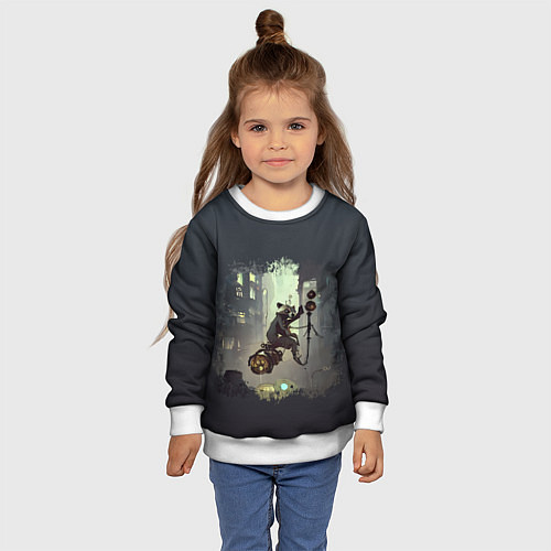 Детский свитшот Енот на ракете / 3D-Белый – фото 4