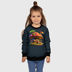 Свитшот детский Сказочный домик из гриба, цвет: 3D-черный — фото 2