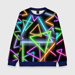 Свитшот детский Неоновые треугольники - текстура, цвет: 3D-синий