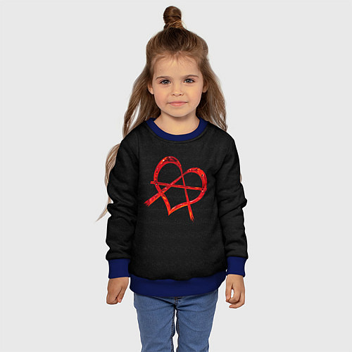 Детский свитшот Сердце анархиста / 3D-Синий – фото 4