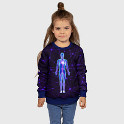 Свитшот детский Неоновый человек в нейросети, цвет: 3D-синий — фото 2