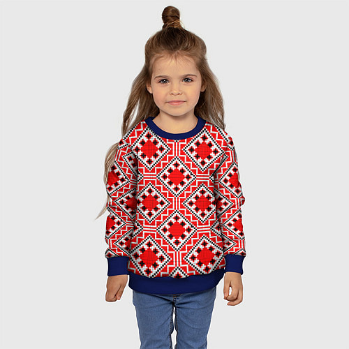 Детский свитшот Белорусская вышивка - орнамент / 3D-Синий – фото 4