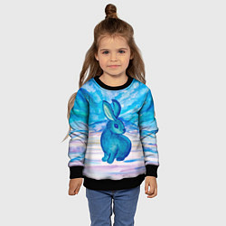 Свитшот детский Зимний пейзаж и зайка, цвет: 3D-черный — фото 2