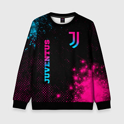 Свитшот детский Juventus - neon gradient: надпись, символ, цвет: 3D-черный