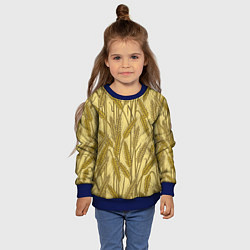 Свитшот детский Винтажные колоски пшеницы, цвет: 3D-синий — фото 2