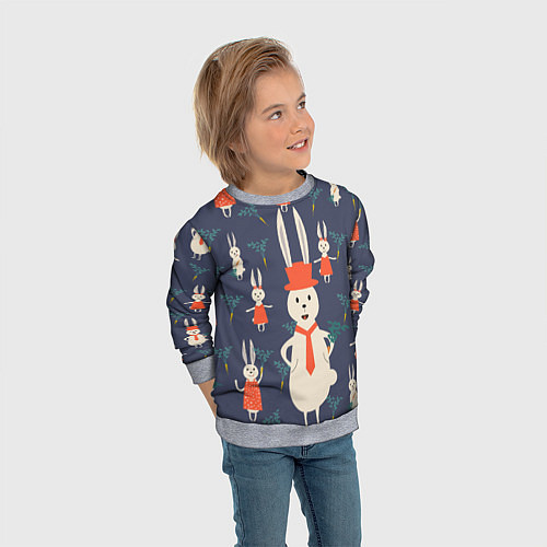 Детский свитшот Семья крольчат / 3D-Меланж – фото 3