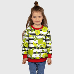 Свитшот детский Яблоки на чёрно-белом фоне, цвет: 3D-красный — фото 2