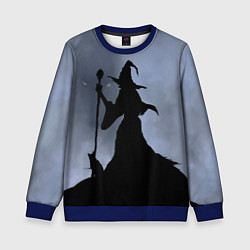Детский свитшот Halloween - силуэт ведьмы с котом