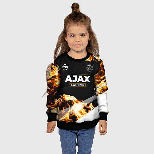 Детский свитшот Ajax legendary sport fire / 3D-Черный – фото 4