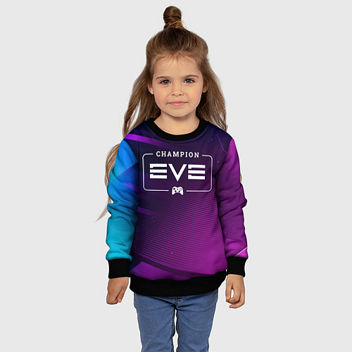 Детский свитшот EVE gaming champion: рамка с лого и джойстиком на / 3D-Черный – фото 4