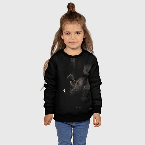 Детский свитшот Чёрный большой кролик / 3D-Черный – фото 4