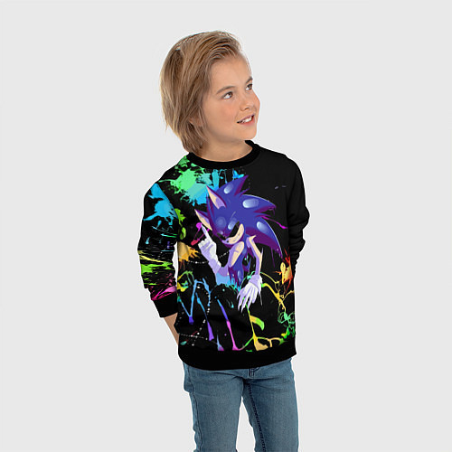Детский свитшот Sonic Exe - Hedgehog - video game / 3D-Черный – фото 3