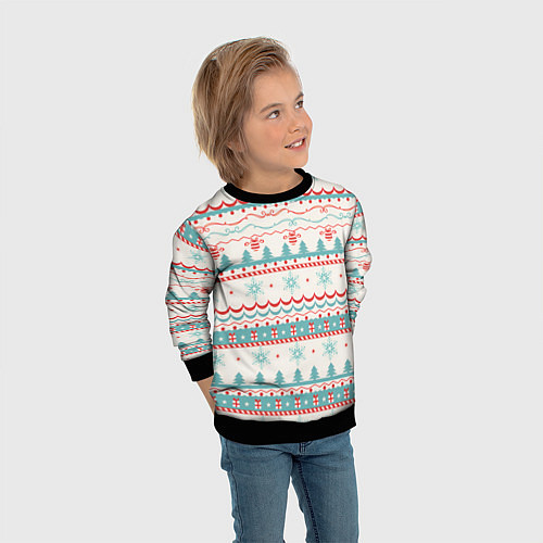 Детский свитшот Новогодний свитер, но без оленей / 3D-Черный – фото 3