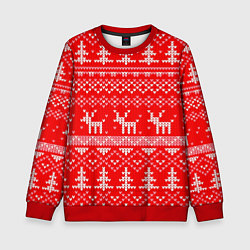 Свитшот детский Рождественский красный свитер с оленями, цвет: 3D-красный