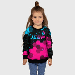 Свитшот детский Jeep - neon gradient: символ сверху, цвет: 3D-черный — фото 2