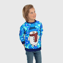 Свитшот детский Снеговик в шапке, цвет: 3D-синий — фото 2