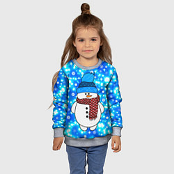 Свитшот детский Снеговик в шапке, цвет: 3D-меланж — фото 2