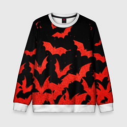 Свитшот детский Летучие мыши красные, цвет: 3D-белый