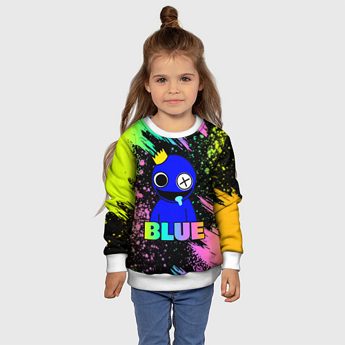 Детский свитшот Rainbow Friends - Blue / 3D-Белый – фото 4