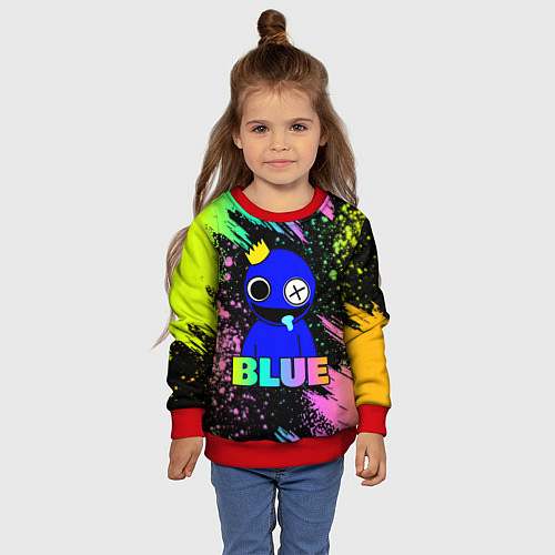 Детский свитшот Rainbow Friends - Blue / 3D-Красный – фото 4