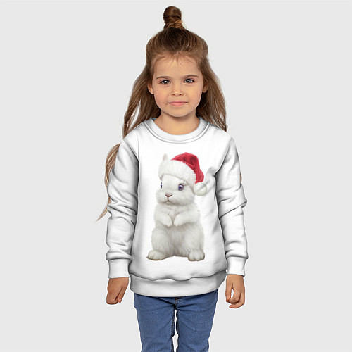 Детский свитшот Рождественский крольчонок / 3D-Белый – фото 4