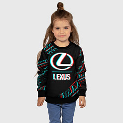 Свитшот детский Значок Lexus в стиле glitch на темном фоне, цвет: 3D-черный — фото 2
