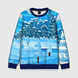 Свитшот детский Снежный город, цвет: 3D-синий