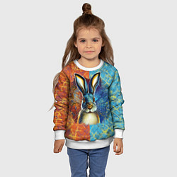 Свитшот детский Огненный новогодний кролик, цвет: 3D-белый — фото 2