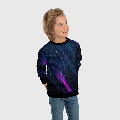 Детский свитшот Звёздное абстрактное фиолетовое небо / 3D-Черный – фото 3