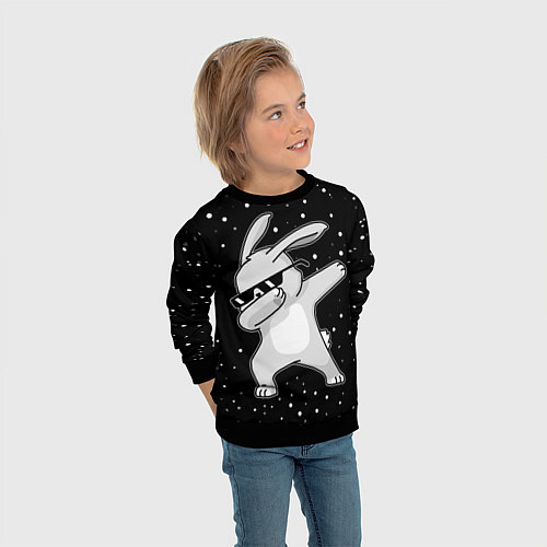 Детский свитшот Кролик ДЭБ и снегопад / 3D-Черный – фото 3