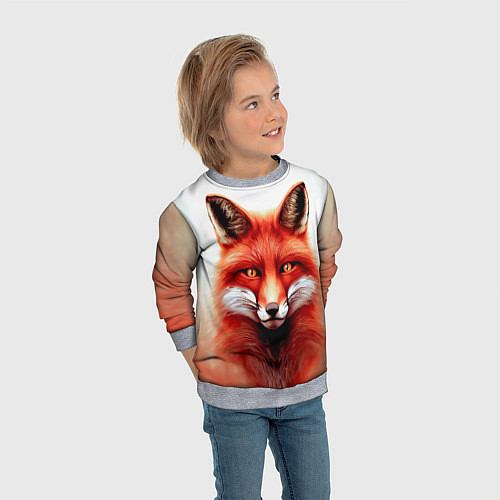 Детский свитшот Пламенный лис / 3D-Меланж – фото 3