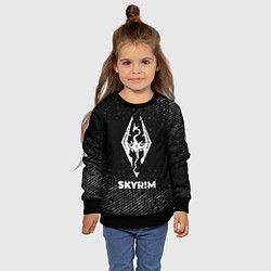 Свитшот детский Skyrim с потертостями на темном фоне, цвет: 3D-черный — фото 2