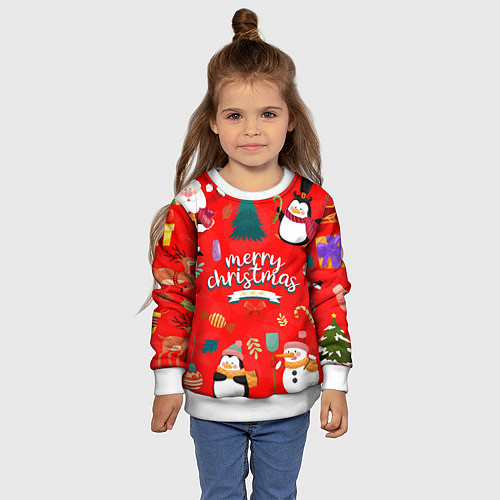 Детский свитшот Merry christmas art / 3D-Белый – фото 4