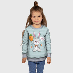 Свитшот детский Милый зайка с шариком-морковкой, цвет: 3D-меланж — фото 2