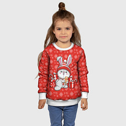 Свитшот детский Новогодний кролик с пряником, цвет: 3D-белый — фото 2