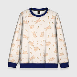 Свитшот детский Милый кролик паттерн, цвет: 3D-синий