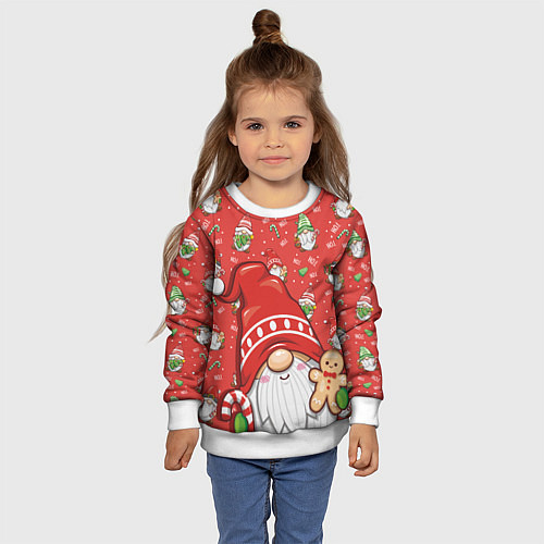 Детский свитшот Новогодний гном с пряником / 3D-Белый – фото 4