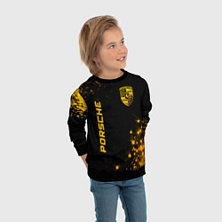 Свитшот детский Porsche - gold gradient: надпись, символ, цвет: 3D-черный — фото 2