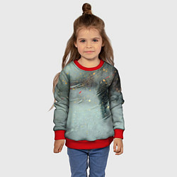 Свитшот детский Абстрактная зима и краски, цвет: 3D-красный — фото 2